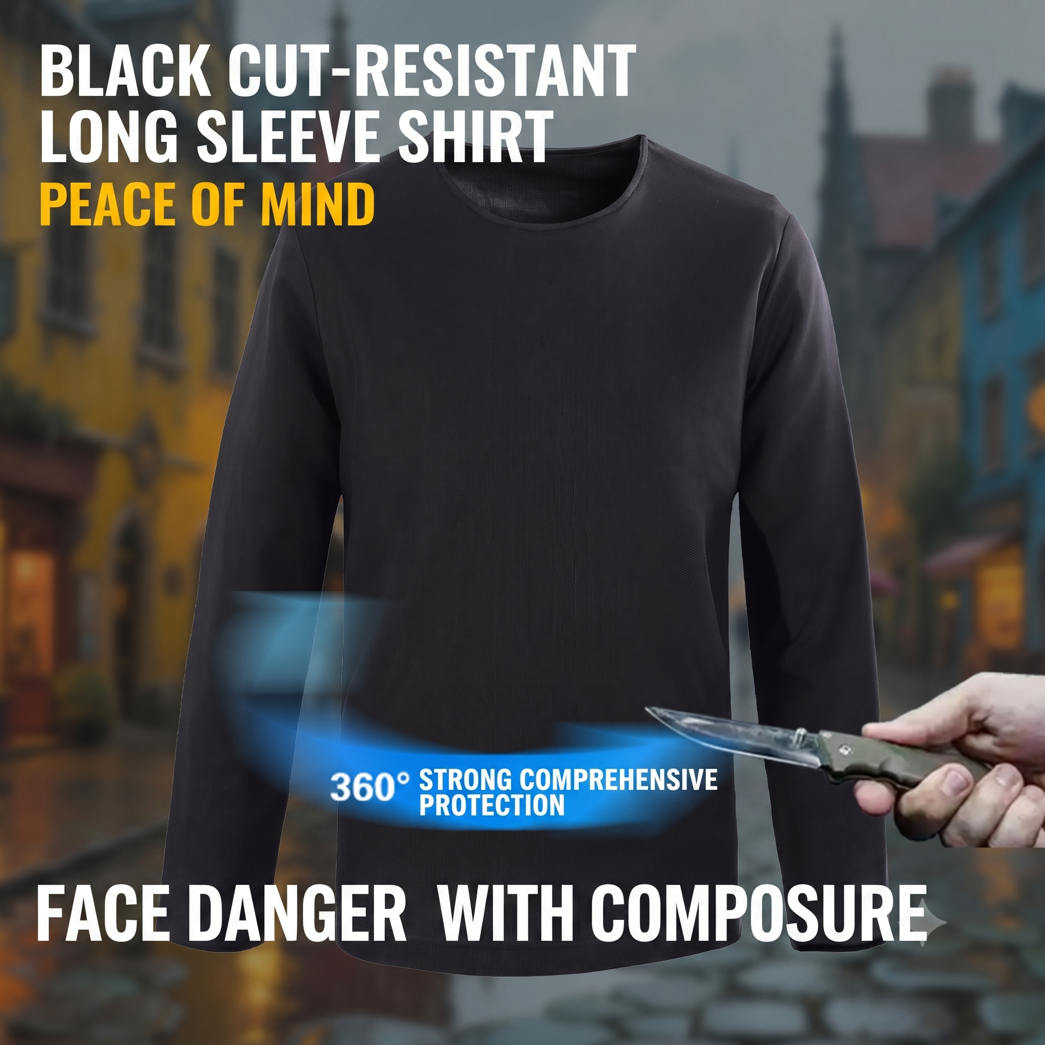 Black Anti-stab Long Sleeve Shirt