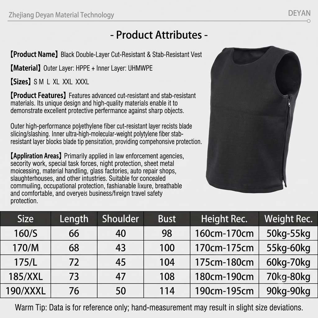 Black Double-Layer Anti-stab Vest