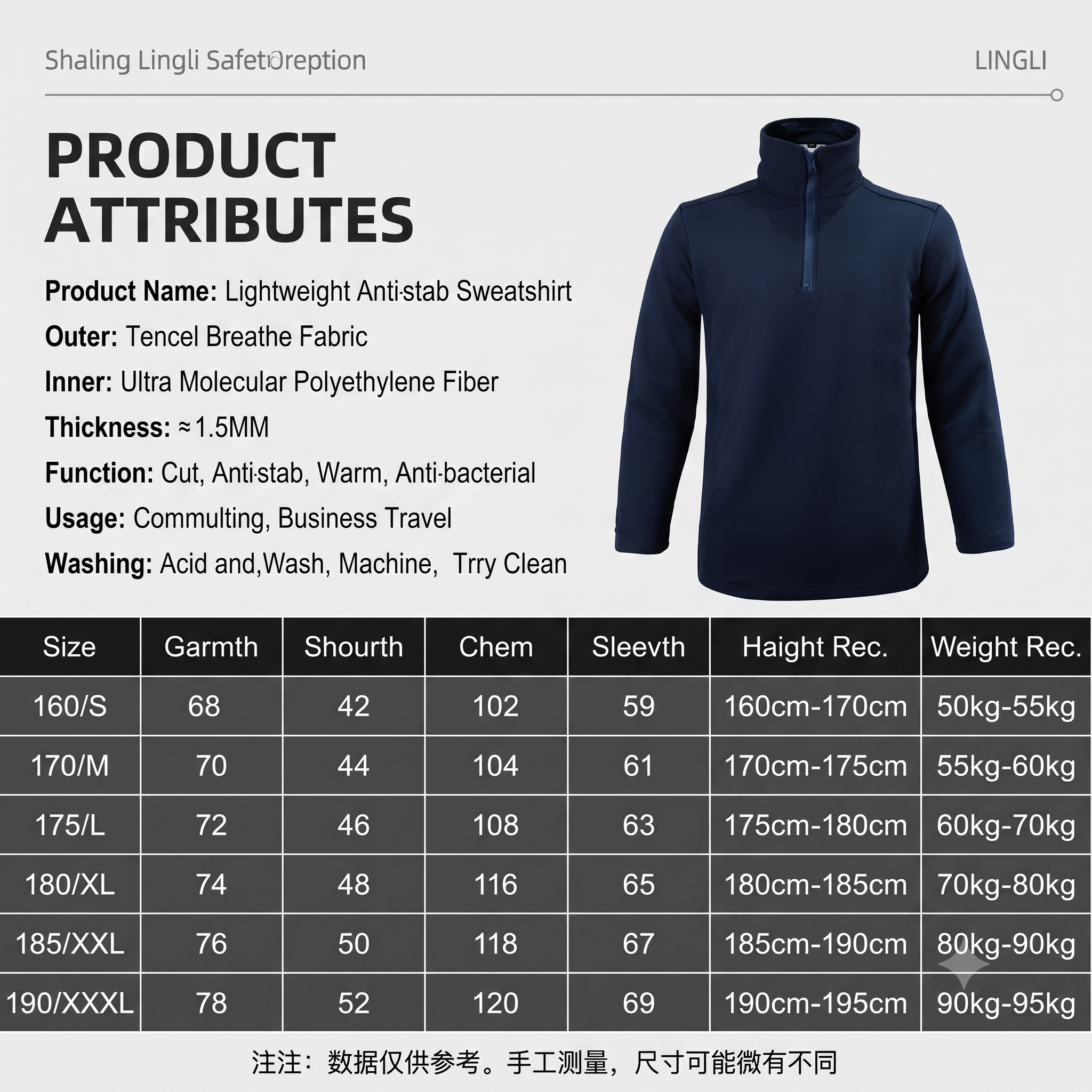 Navy Blue Anti-stab Long Sleeve Shirt
