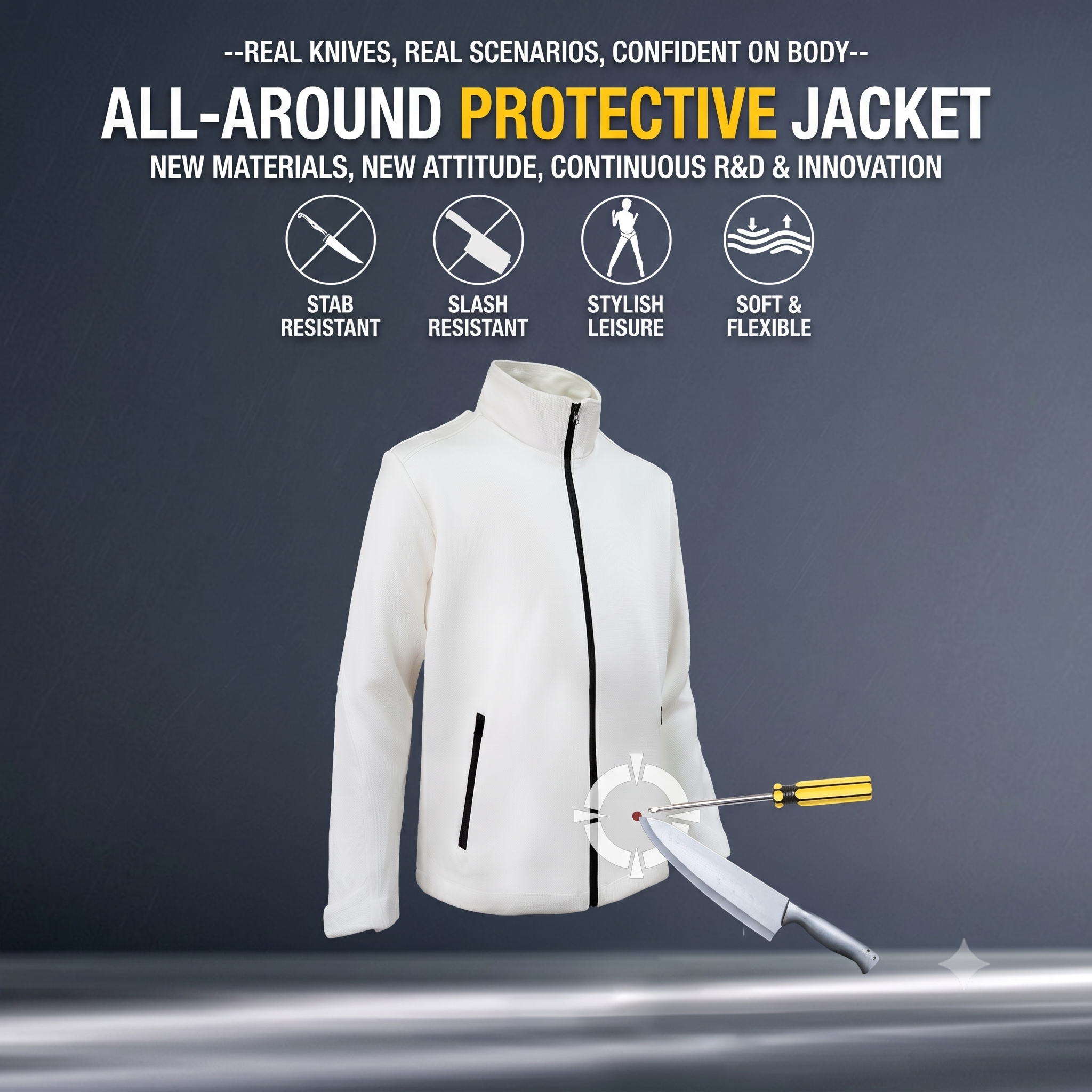 White Double-Layer Anti-puncture Jacket