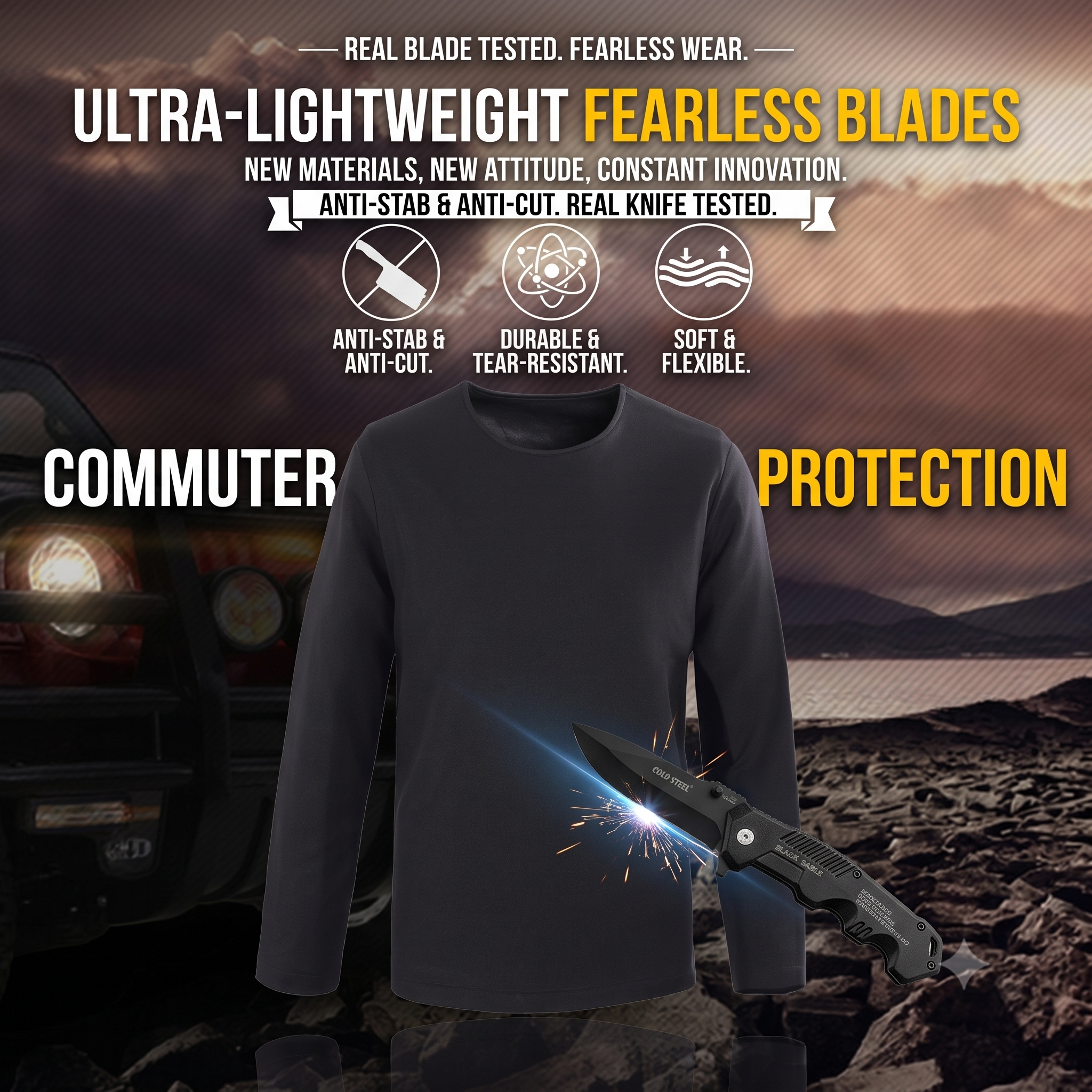 Black Anti-stab Long Sleeve Shirt